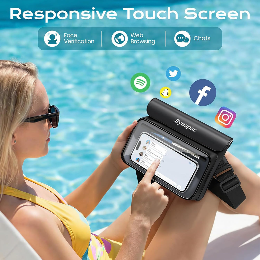 Rynapac Large Capacity Waterproof Fanny Packs for Women, 2Pack IPX8 Dry Bag