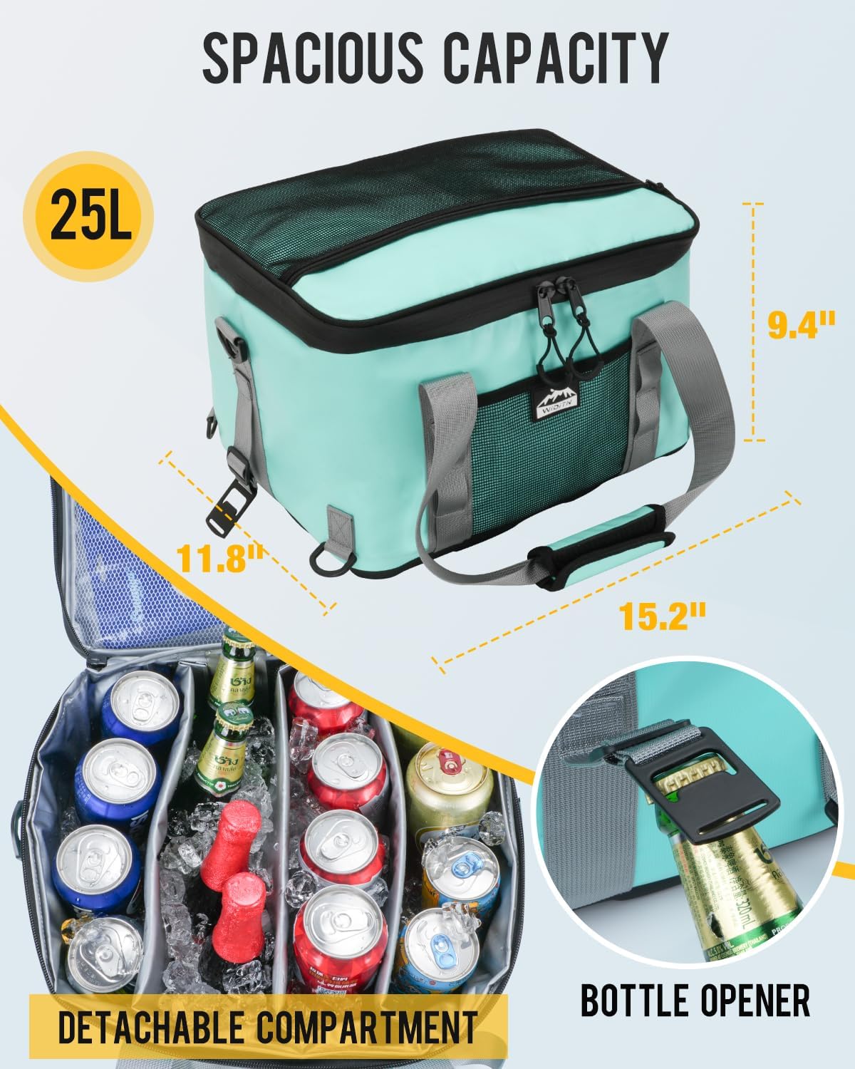 Waterproof Paddle Board Cooler, Upgraded Hard Bottom Paddleboard Cooler Deck Bag with Adjustable Strap, Bottle Opener, SUP Kayak Cooler Fits 30 Cans for Paddleboarding, Kayaking, Camping
