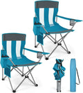 Camping Chair, 2-Pack Lightweight Folding Chair, 300lbs Capacity Outdoor Chair with Cooler Bag, Mesh Backrest, Cup Holder Pocket, Side Pocket, Portable Chair for Beach/Fishing/Tailgating/Sport Game