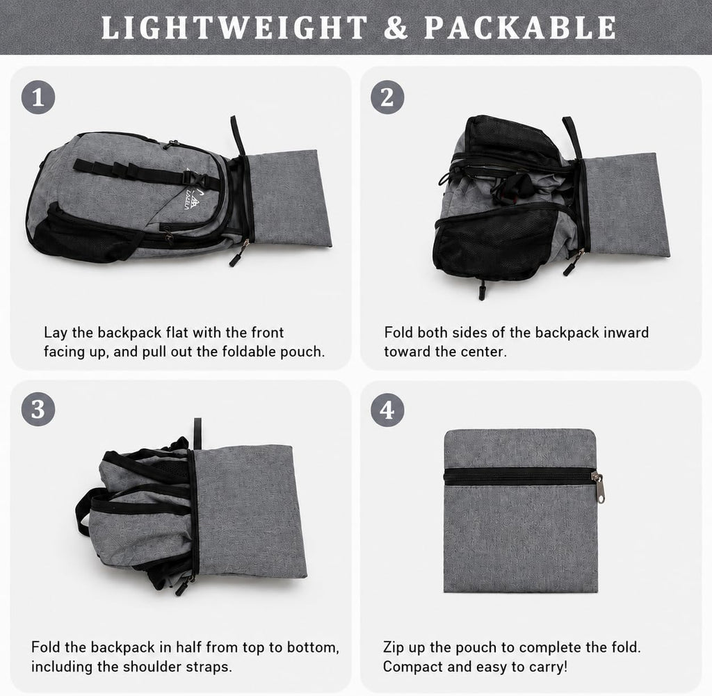 15L Packable Hiking Backpack, Lightweight Daypack with Phone Pocket