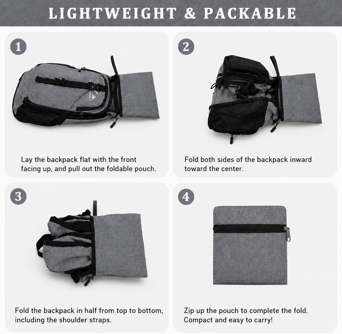 15L Packable Hiking Backpack, Lightweight Daypack with Phone Pocket