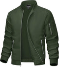 MAGCOMSEN Bomber Jacket Men Light Jacket Windproof Windbreaker Jacket Lightweight Bomber Jacket Casual Army Green 2XL