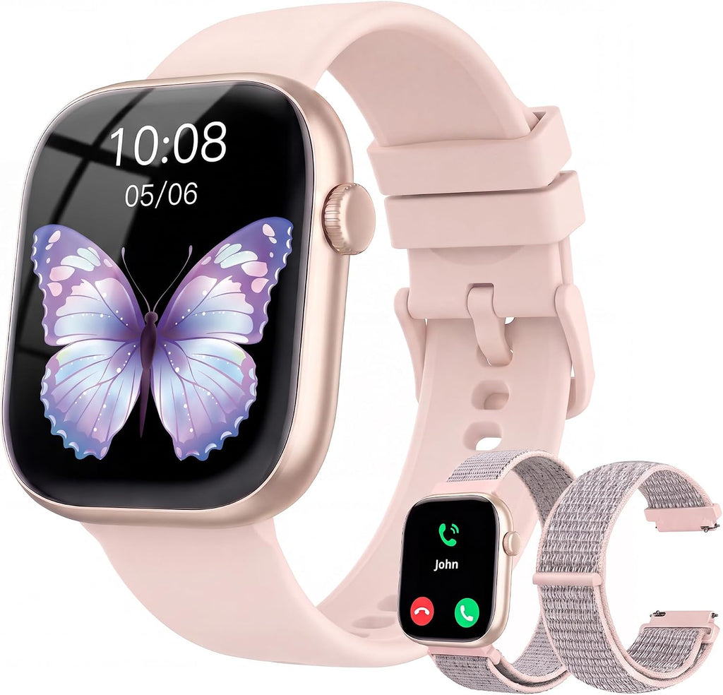 Smart Watch for Women, Bluetooth Answer/Make Calls, 1.83"HD Screen, 2 Bands