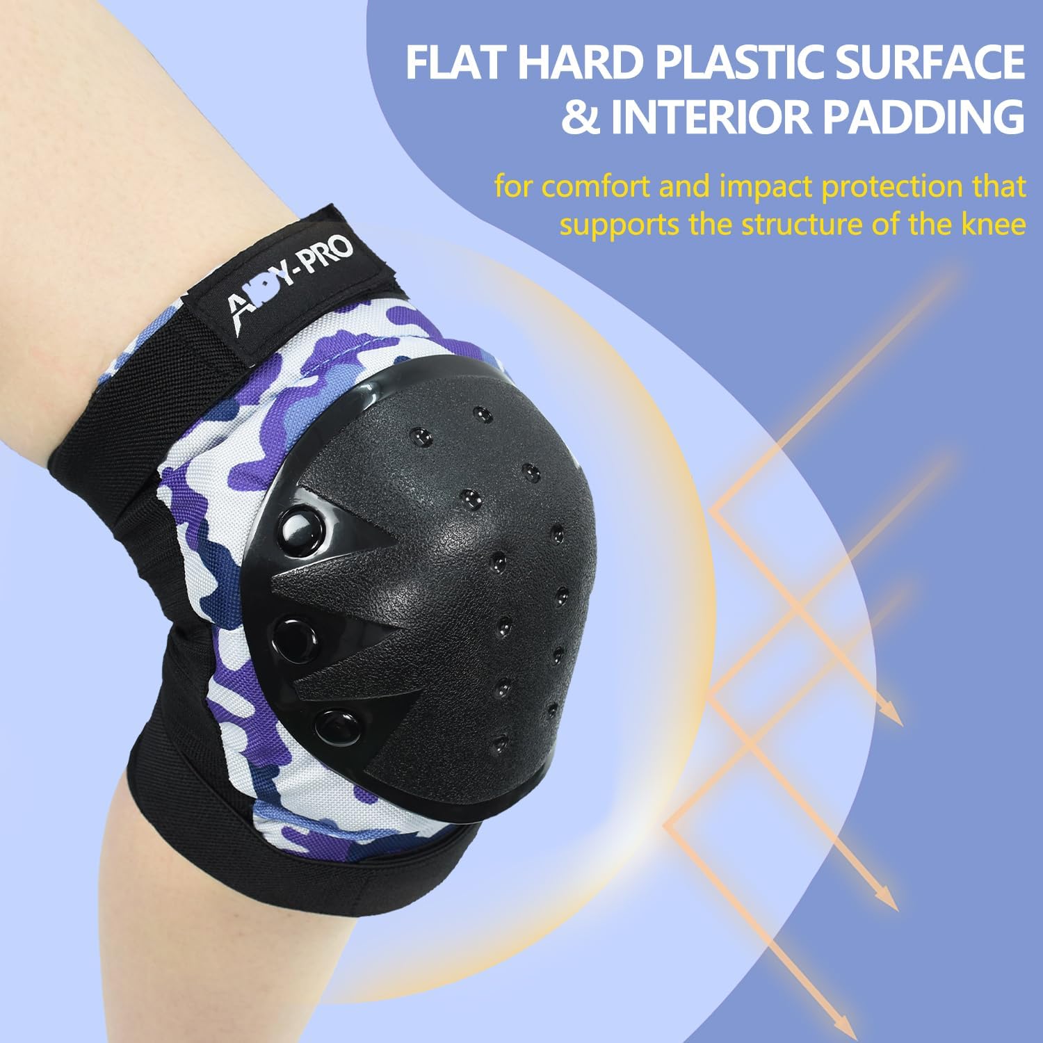AIDY-PRO Adult/Youth/Kids Knee Pads and Elbow Pads Set Skateboard Protective Gear, 6 in 1 Knee Guards Kids Wrist Guards for Roller Skating Skateboarding Biking