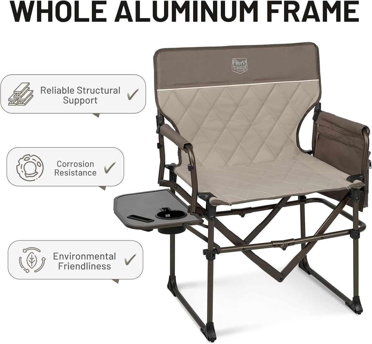 TIMBER RIDGE 400lbs Heavy Duty Camping Chair Portable Directors Chair