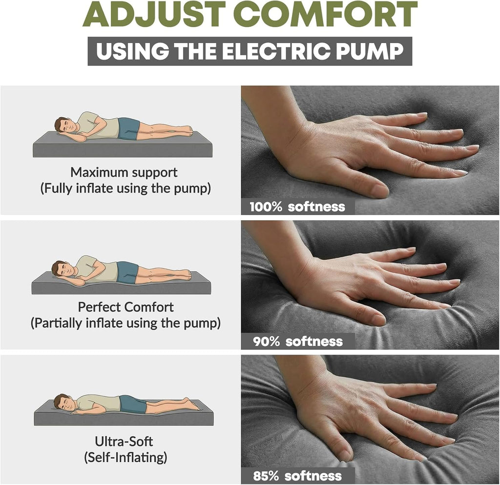 Self Inflating Sleeping Pad with Electric Pump, 4" Ultra-Thick Foam Camping Pad,9.5 R-Value 4 Season Camping Mattress Pad with Removable Cover, Camping Essentials Gear for Tent Travel Car