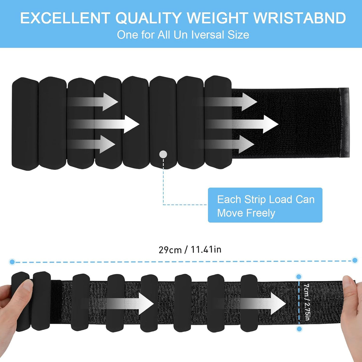 Wrist Weights Set of 2, Wearable Arm & Leg Weights for Women & Men, Adjustable Wrist Ankle Weights for Walking, Yoga, Swimming, Gym, 2lb
