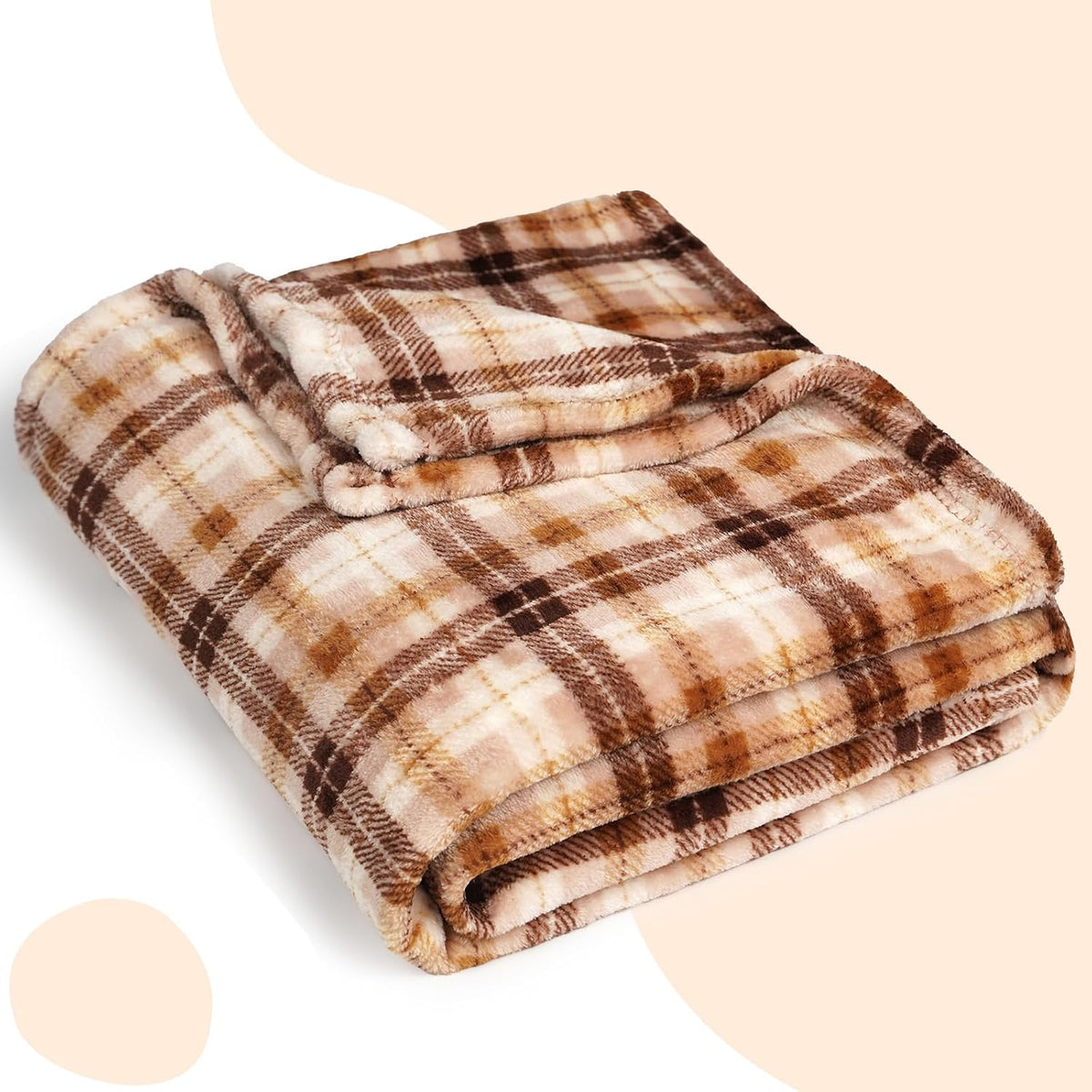 2 Pcs Flannel Fleece Throw Blanket for Bed Couch Large Soft Blanket Lightweight Throw for Sofa,Couch,Travel,Camping,(Beige,50x60 Inch)