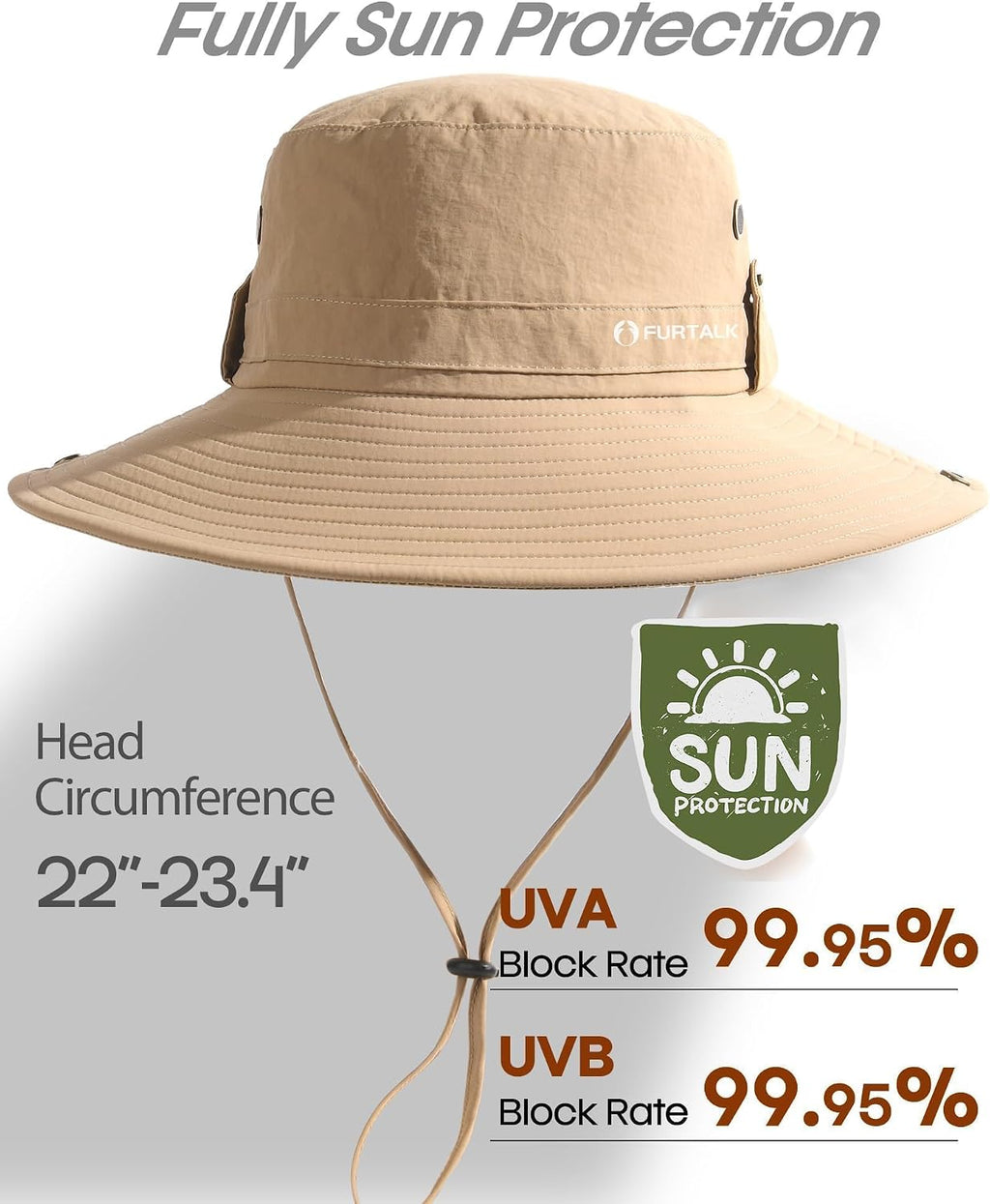 FURTALK Sun Hats for Men Fishing Hat UPF Protection Wide Brim Bucket Hat