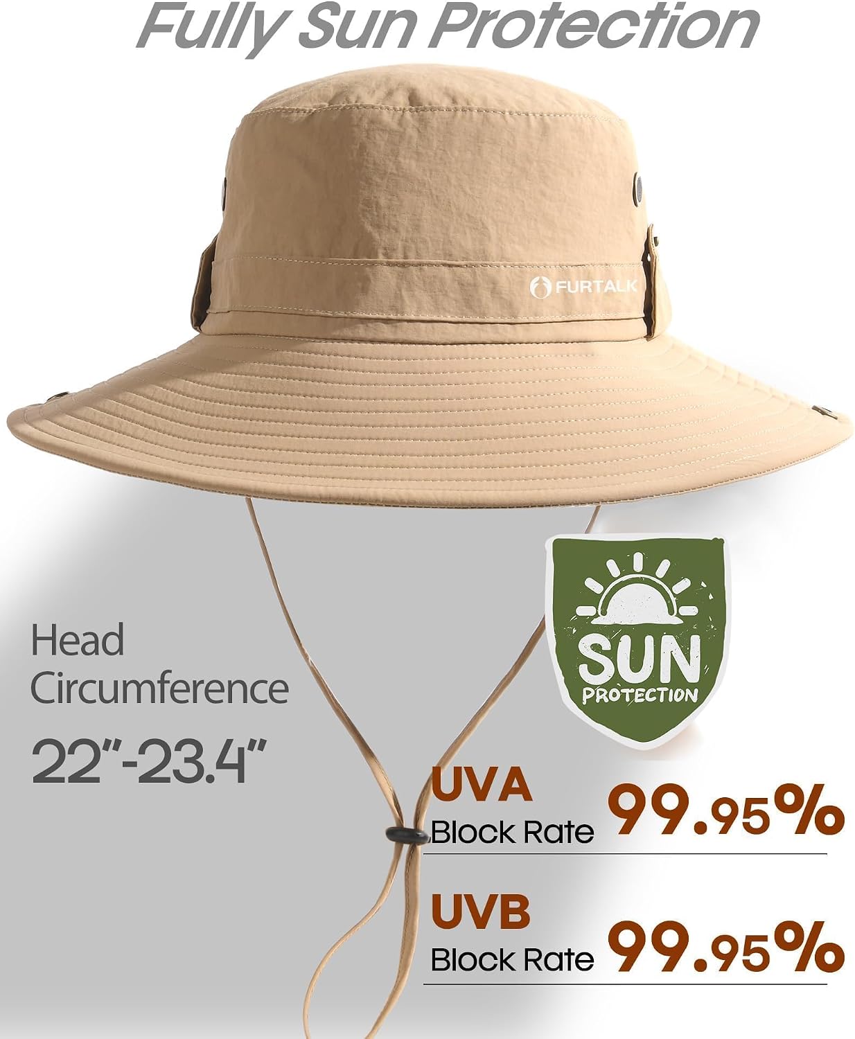 FURTALK Sun Hats for Men Fishing Hat UPF Protection Wide Brim Bucket Hat