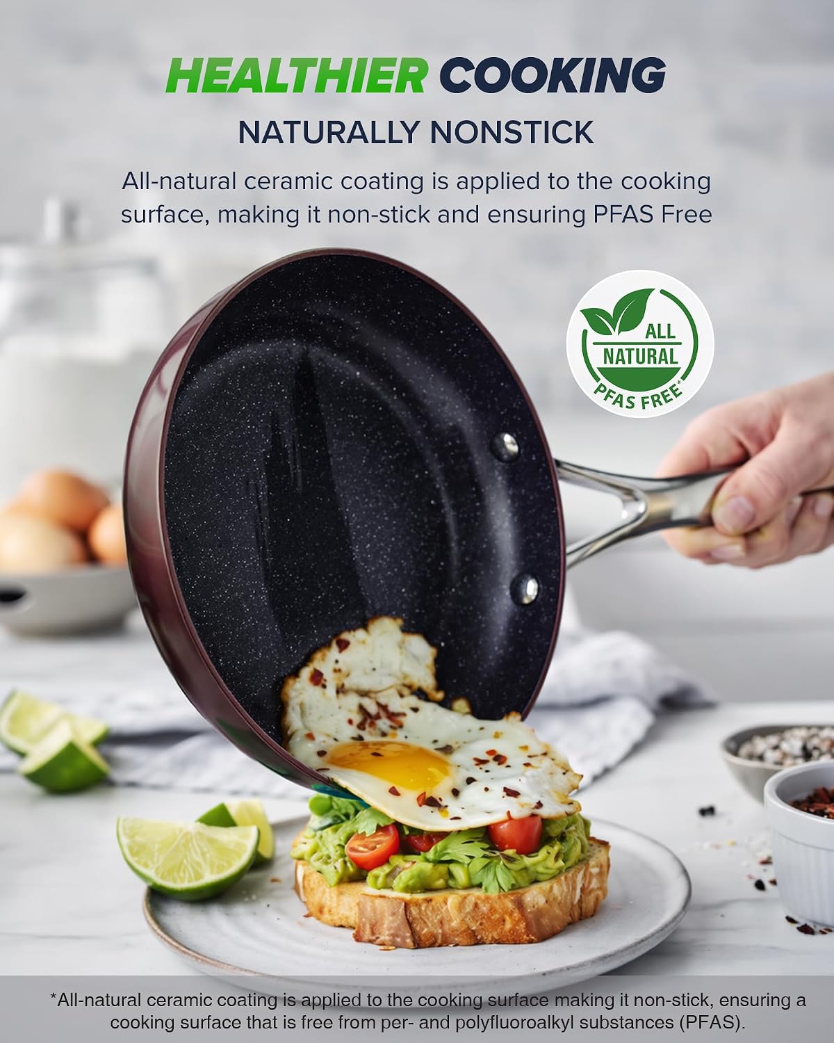 Nuwave Essential Series 5PC Ceramic Cookware Set PFAS-Free, Dishwasher Safe