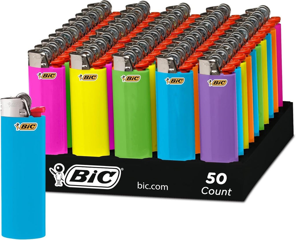 BIC Classic Lighters, Pocket Lighter Style, 50 Count Tray, Assorted Colors