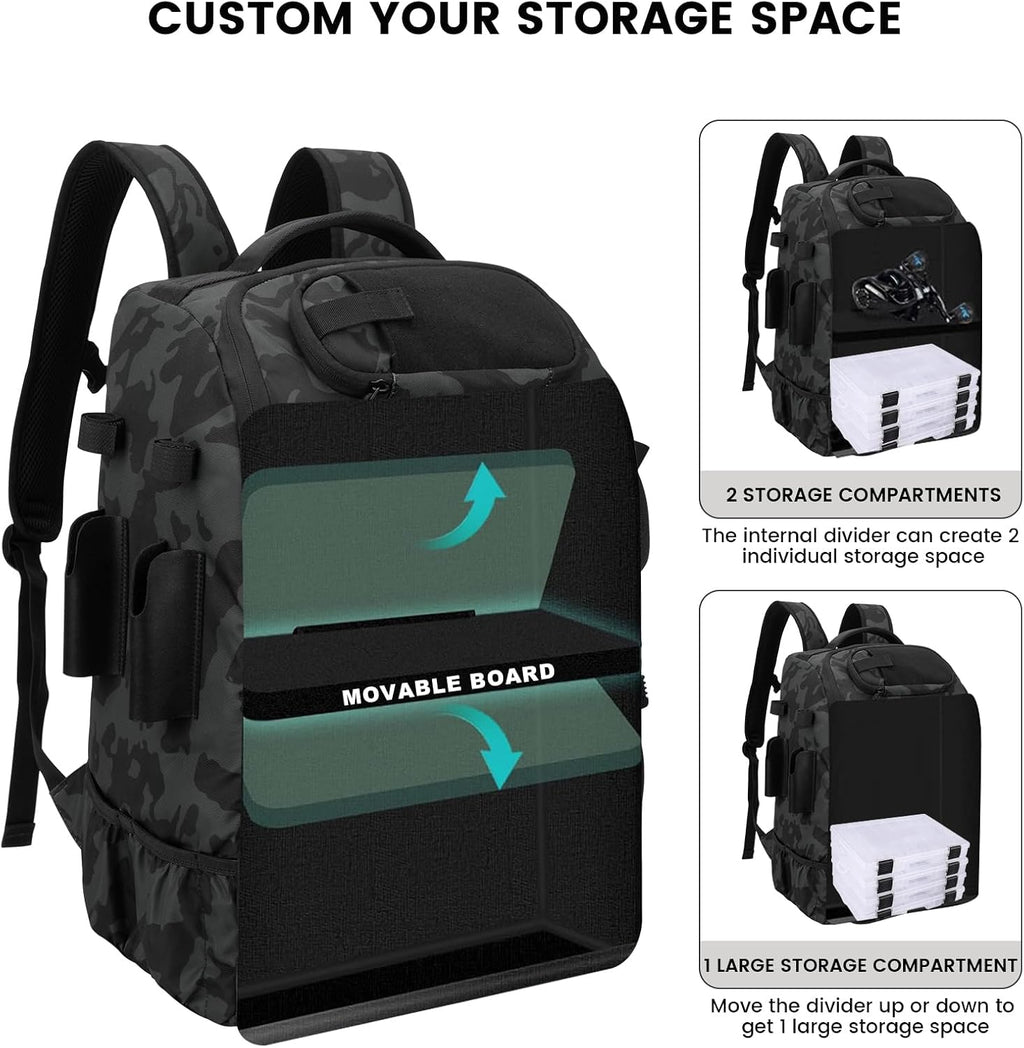 Fishing Backpack with Rod Holders 4 Tackle Boxes,40L Takle Bag for Camping
