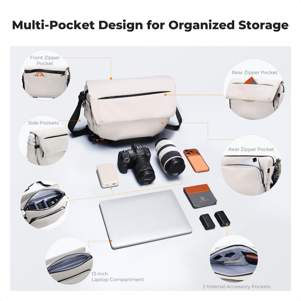 K&F CONCEPT Camera Sling Bag, 15L Crossbody Bag with Laptop Compartment