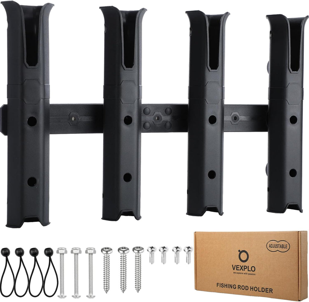 VEXPLO Wall-Mounted 4 Rod Holder for Boat Golf Cart Garage Truck Bed