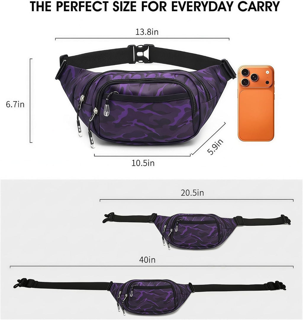 Large Fanny Pack for Women Men NSYOOMH, Crossbody Waist Bag 5-Zipper Pocket