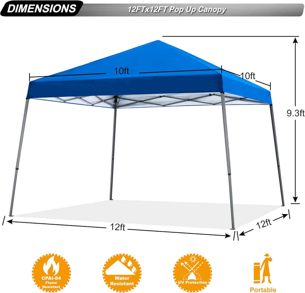 ABCCANOPY 11x11 Pop Up Canopy Tent, Slant Leg Outdoor Shade, Royal Blue