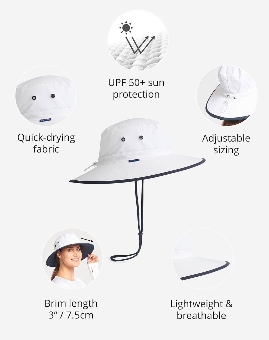 Solbari Unisex Traveler Broad Brim Sun Hat UPF 50+
