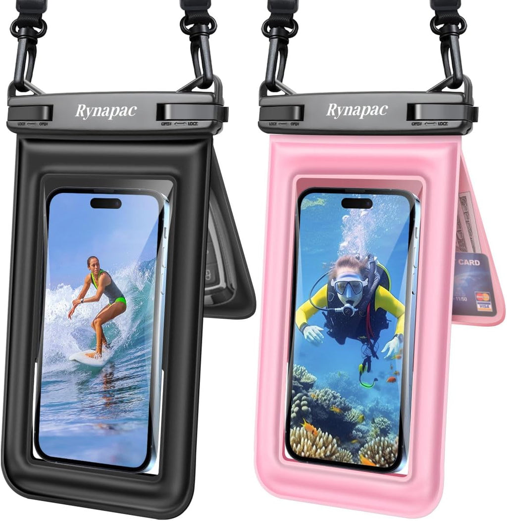 Rynapac Double Space Floating Waterproof Phone Pouch [Up to 8.5''], 2 Pack