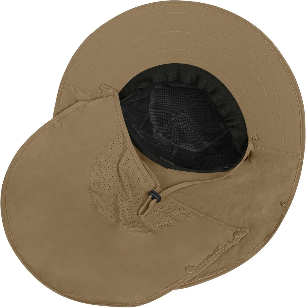 Rosoz Sun Hat for Men Women with Neck Flap& Removable Face Cover Wide Brim