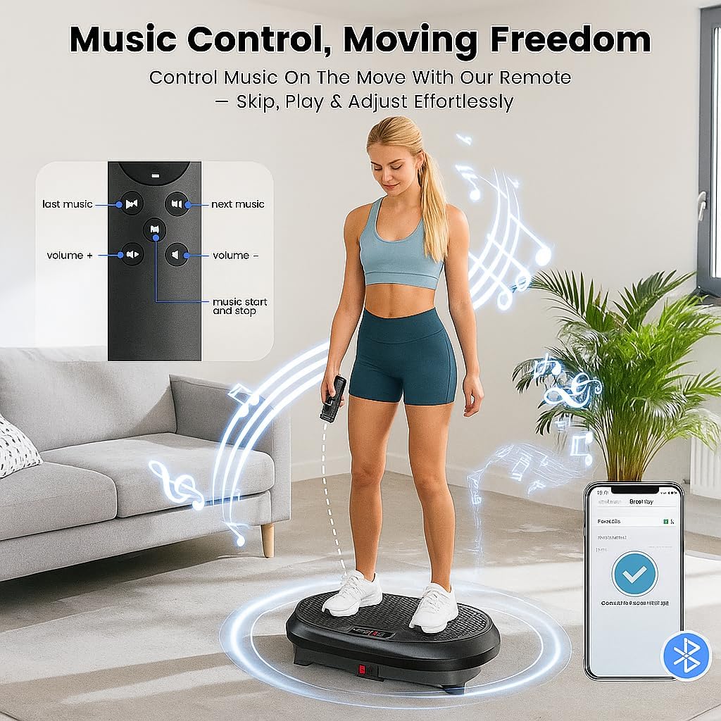 HVX Vibration Plate Exercise Machine 450 lbs Capacity Lymphatic Drainage
