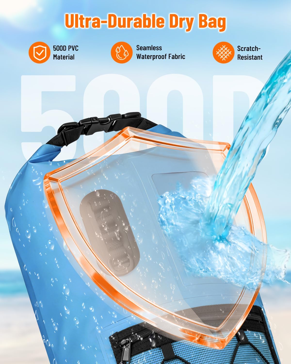 Waterproof Dry Bag Backpack with Waterproof Phone Case Storage Bag