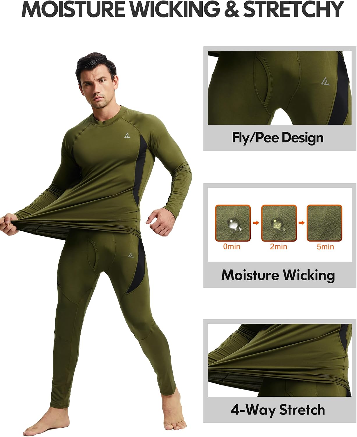 Mens Thermal Underwear Long Johns Base Layer Set Cold Weather 1/2/3 Pack