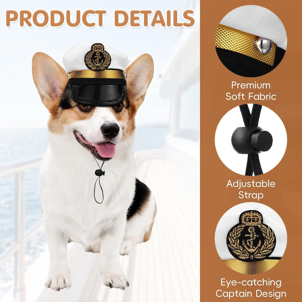 Amosfun Dog Captain Hat, Adjustable Pet Sailor Cap, Nautical Photo Prop