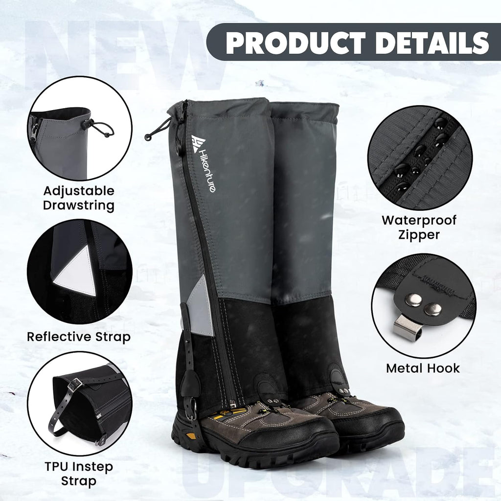Hikenture Hiking Gaiters with Upgraded Zipper, Gators for Hiking Boots