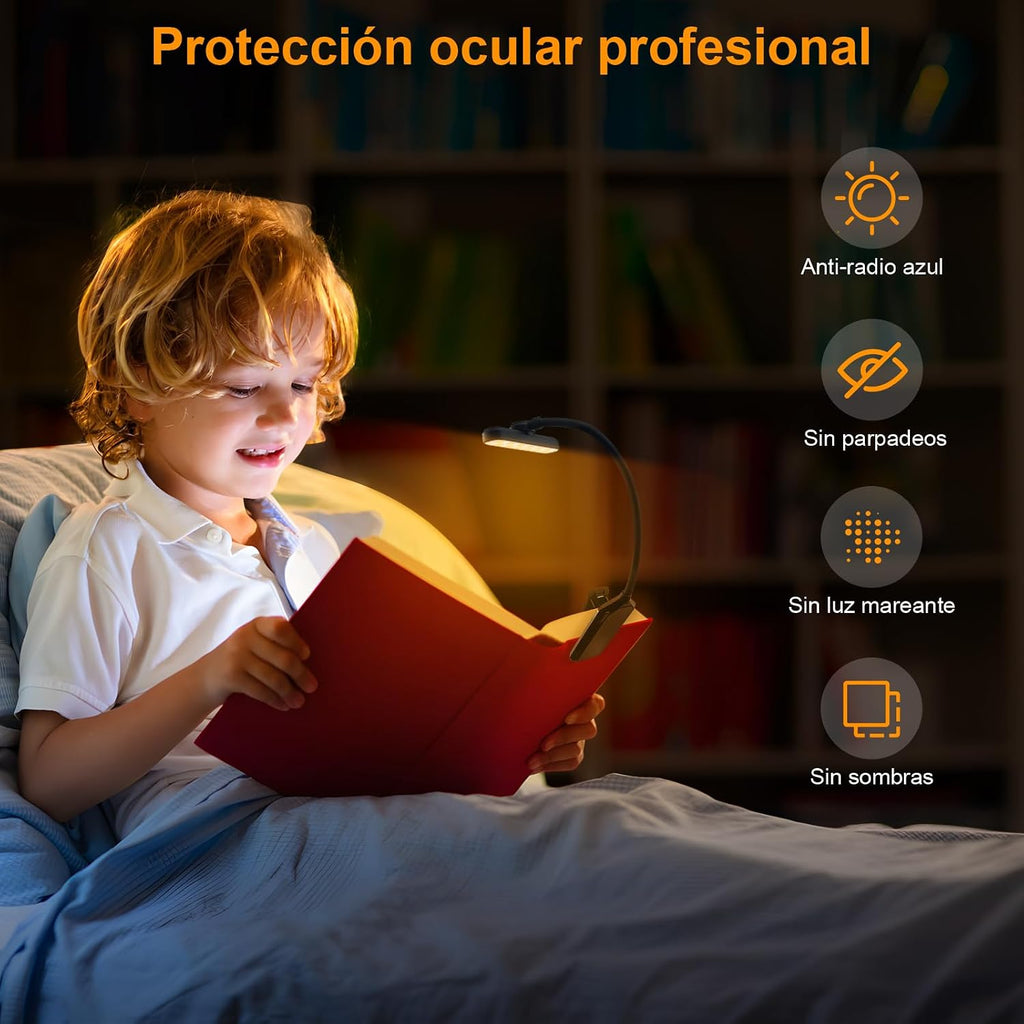 karidi Rechargeable 24 LED Book Light for Reading, 360° Flexible Gooseneck, 5 Color Tones, Clip-on for Books/Tablet/Bed, USB-C, 80H Glare-Free Eye Care (Black)