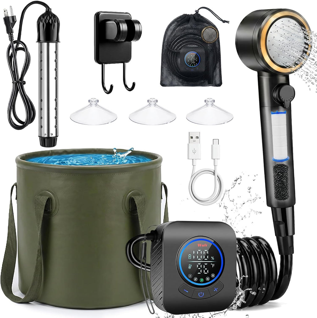Portable Shower – 8000mAh Rechargeable Camping Shower