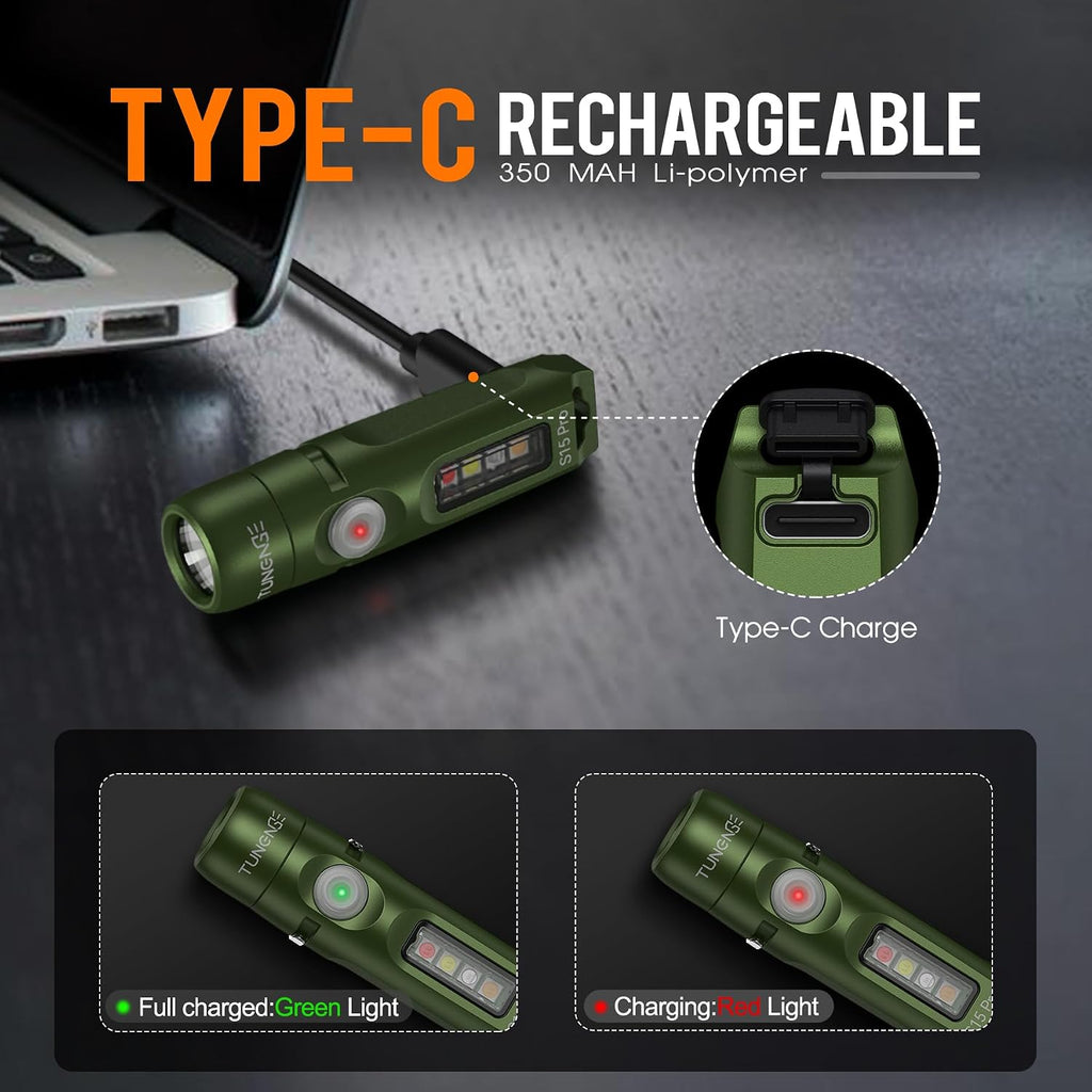 S15PRO Rechargeable keychain Flashlight,750 Lumen Mini light with COB