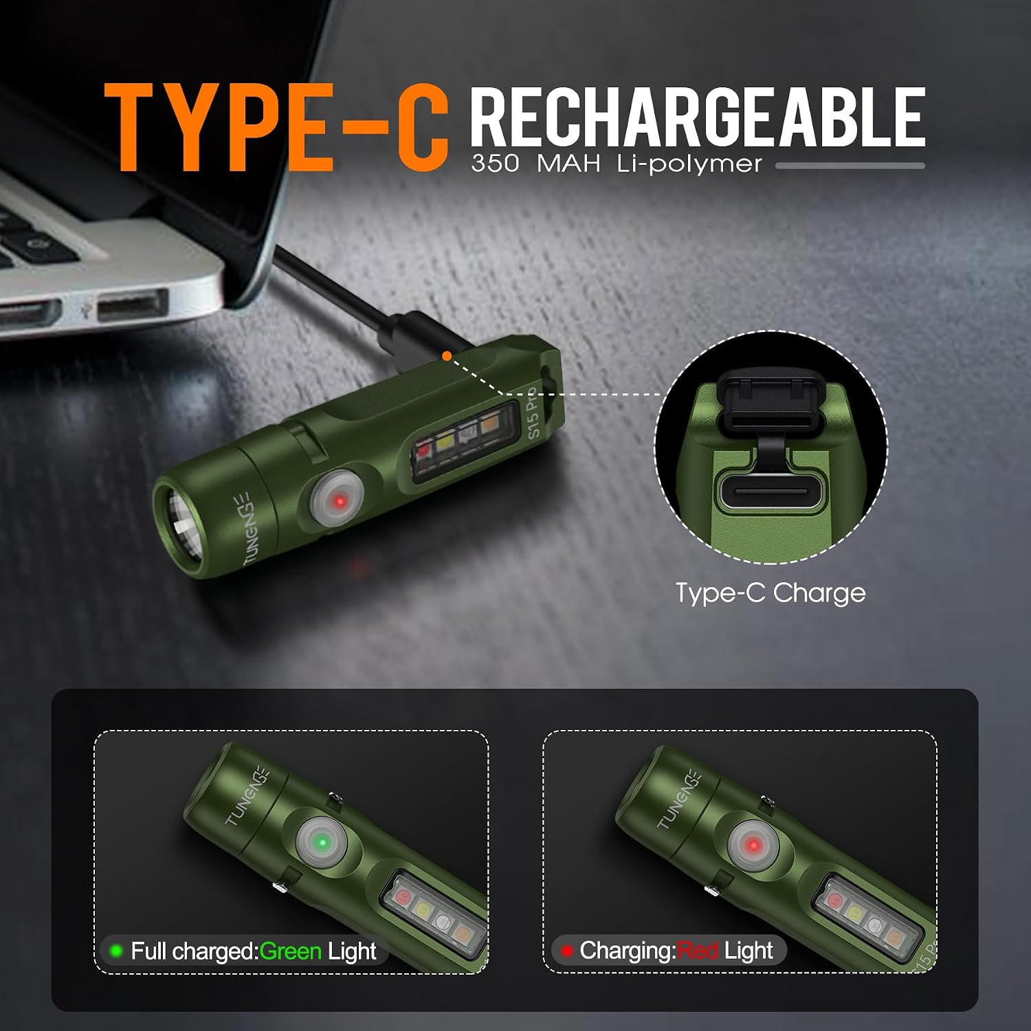 S15PRO Rechargeable keychain Flashlight,750 Lumen Mini light with COB