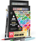 ARTEZA Real Brush Pens, 24 Watercolor Markers, Flexible Nylon Brush Tips