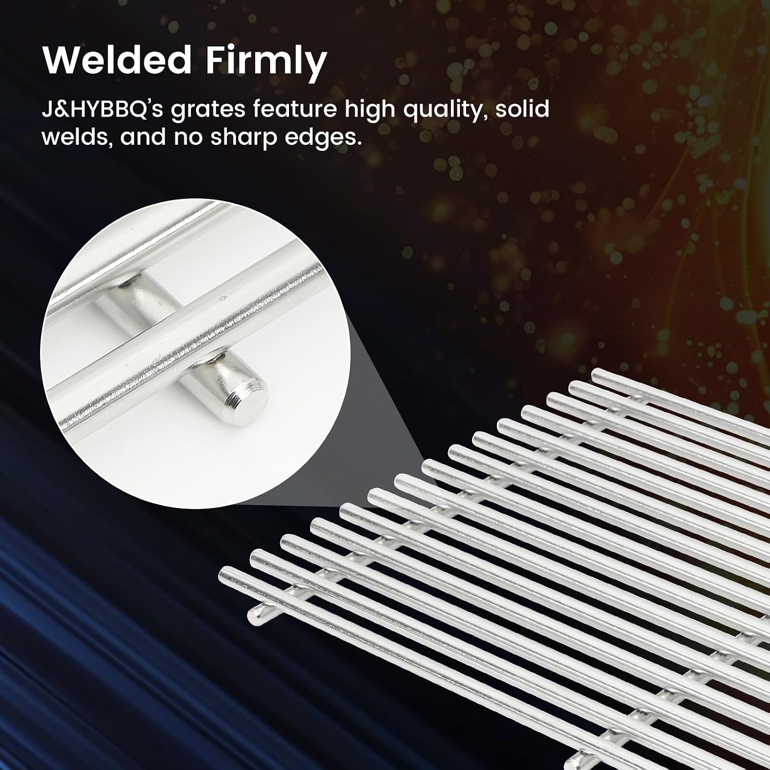 J&HYBBQ 17.4" Grill Grates for Weber Spirit 300 Series E310 E315 E320 E330 S310 S315 S320 S330, 9mm 304 Stainless Steel Parts Fit Genesis Silver Gold Spirit 700 900, 2 Pack