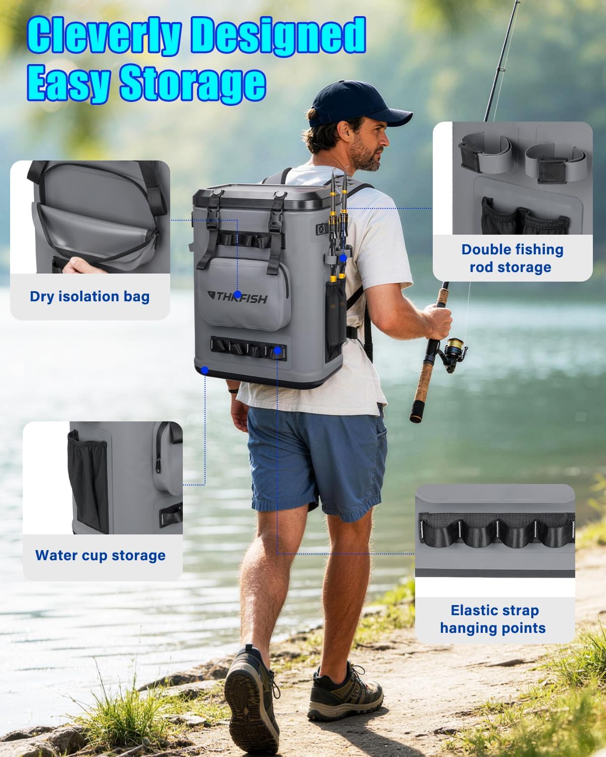 THKFISH Magnetic Backpack Cooler Insulated Leak Proof for Men Camping