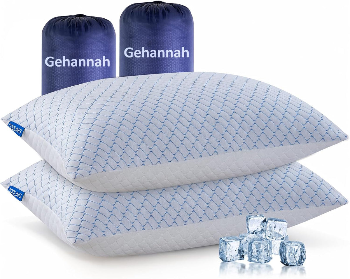 Travel Pillow - Large 2 Pack Compressible Camping Pillow for Sleeping - Shredded Memory Foam with 2 Storage Bags - Supportive for Adults, Kids, Outdoor, Backpacking, Hiking Gear