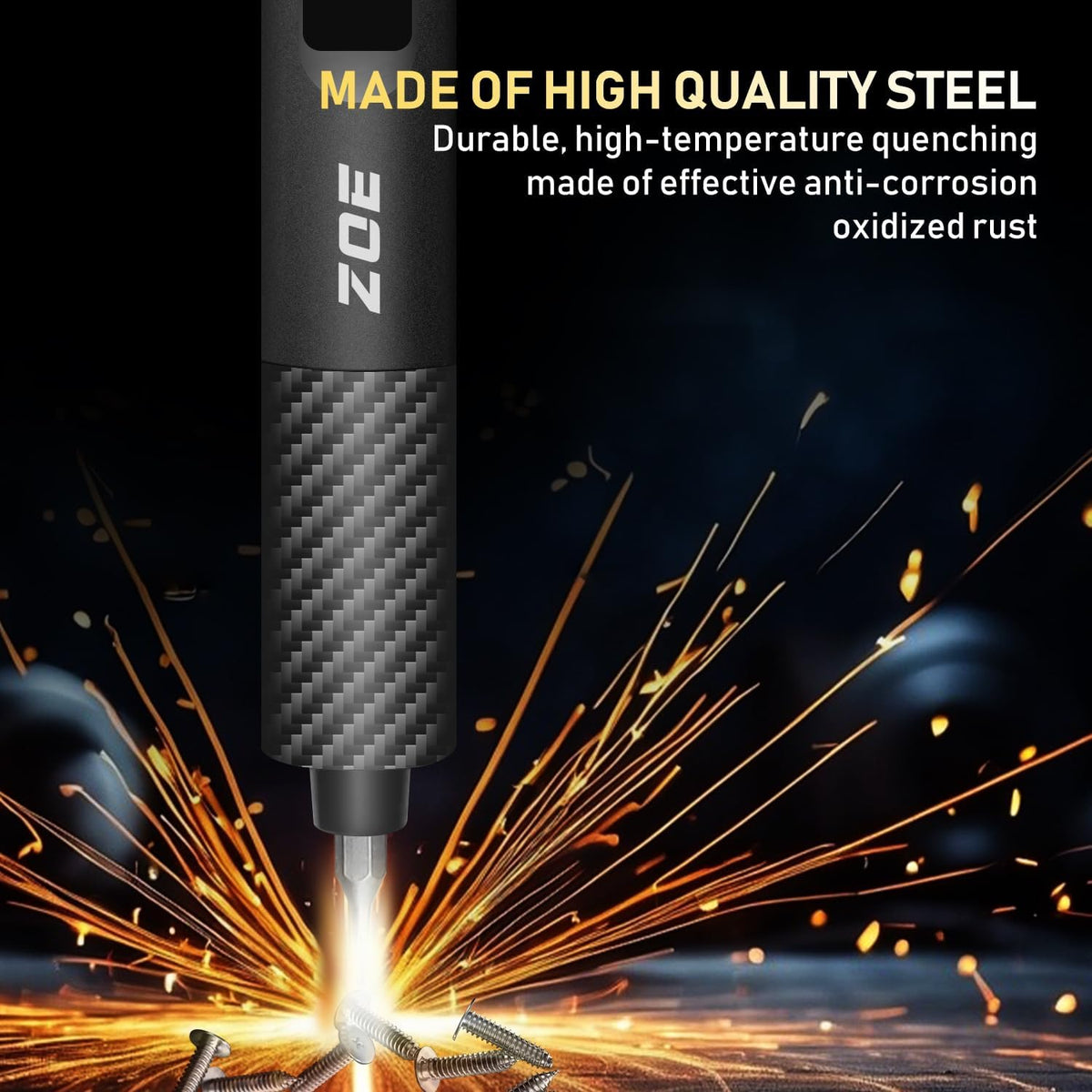 ZOE Precision Electric Screwdriver Set with LED Light, 5 Torque (0.15-0.6N·m), 500mAh USB-C,42 S2 Steel Bits，12 Type Fix Tools,Repair Kit for Laptop/Camera/Electronics