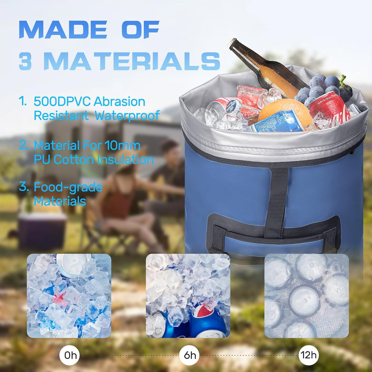 48cans Large Cooler Backpack Insulated Waterproof for Men Women Insulated Backpack Cooler Leak Proof Waterproof for 12 Hours Cooling for Camping Picnic Hiking Beach Travel Kayaking