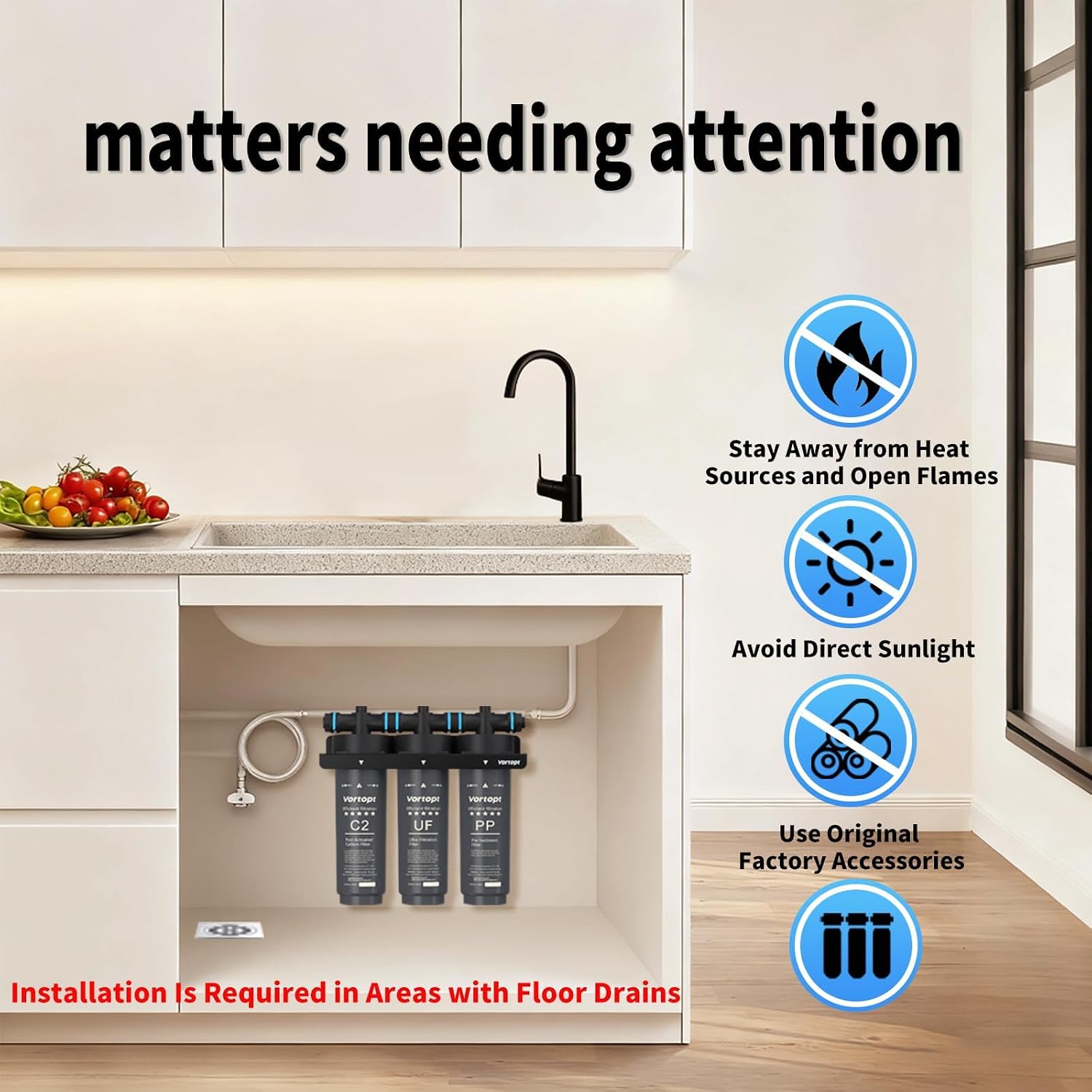 Vortopt F02-C2/UF/PP Under-Sink & Countertop Filtration, NSF Certificated