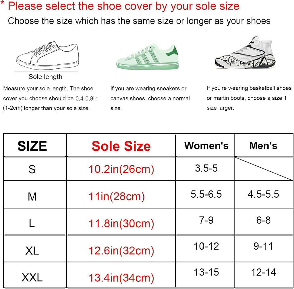 Waterproof Shoe Covers, Reusable & Foldable Rain Boot Shoe Cover with Zipper, Non-Slip, Reflector, Men Women Rain Gear, Black