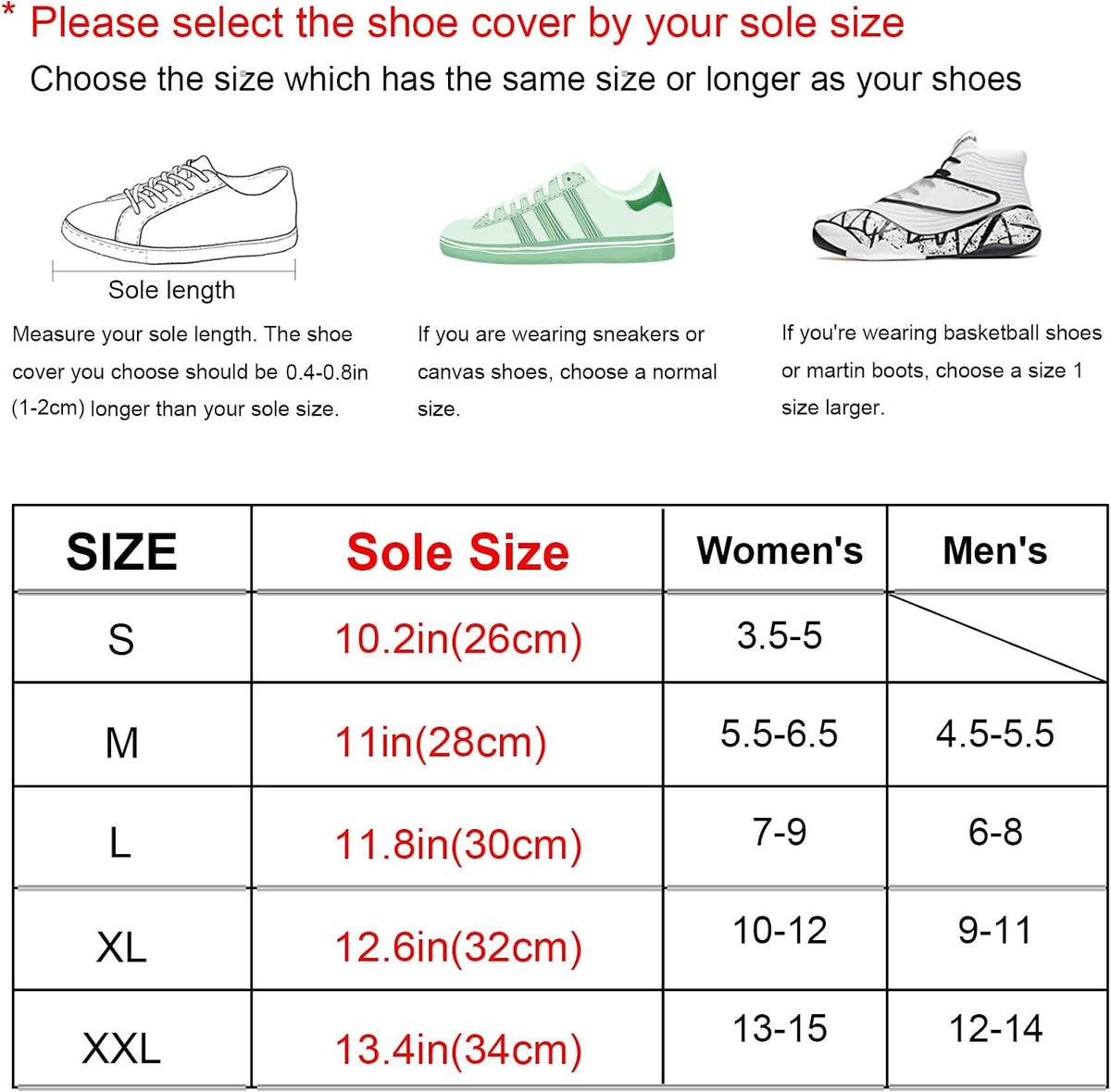 Waterproof Shoe Covers, Reusable & Foldable Rain Boot Shoe Cover with Zipper, Non-Slip, Reflector, Men Women Rain Gear, Black