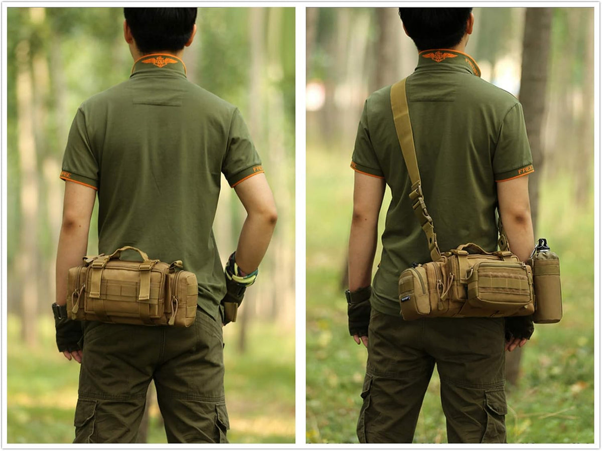 Utility 3P Military Tactical Duffle Waist Bags MOLLE Assault Shoulder Backpack Multifunction EDC Pouches Heavy Duty Fanny Packs (Brown)