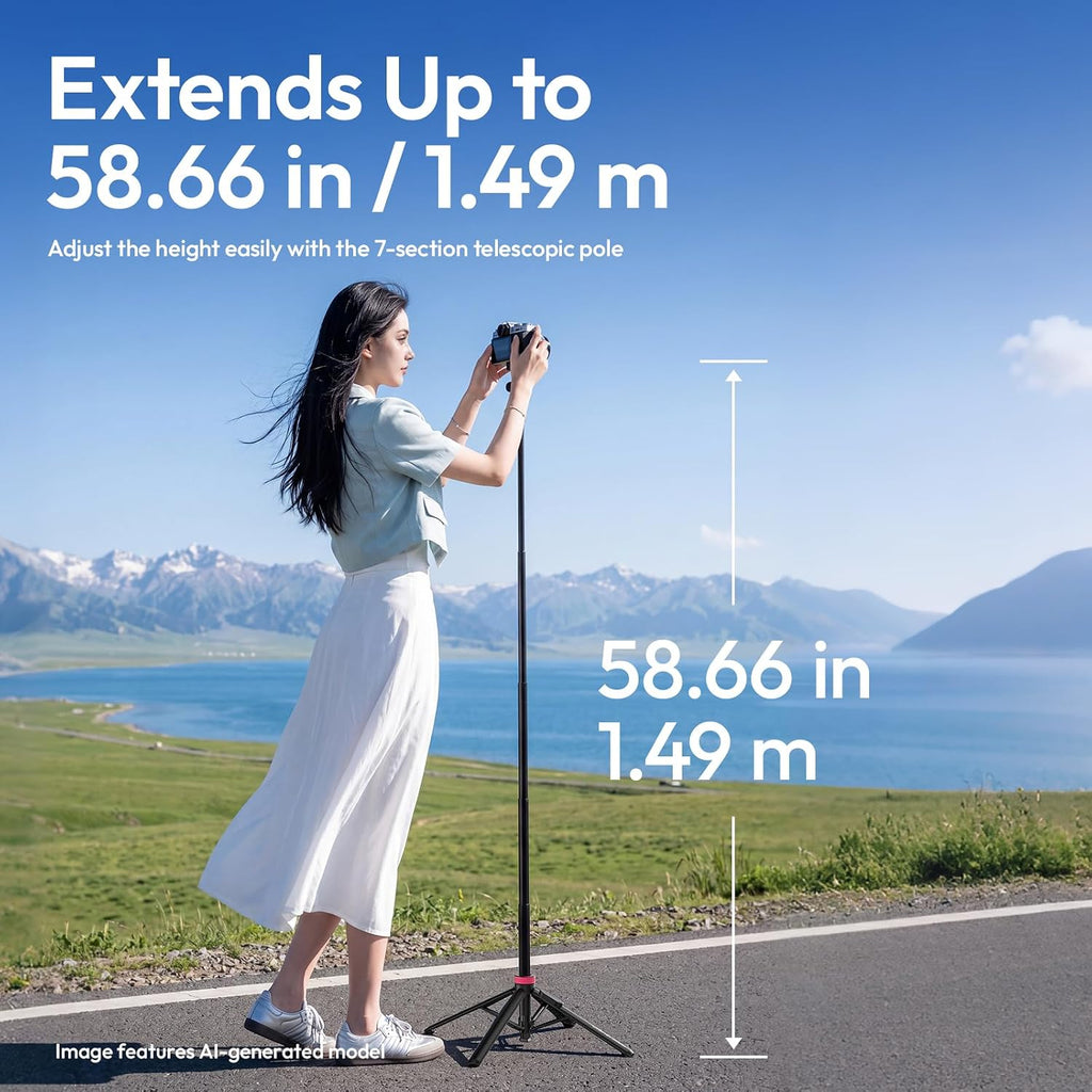 ULANZI MT44M Auto Open Magnetic Phone Tripod, 59" Selfie Stick with Remote