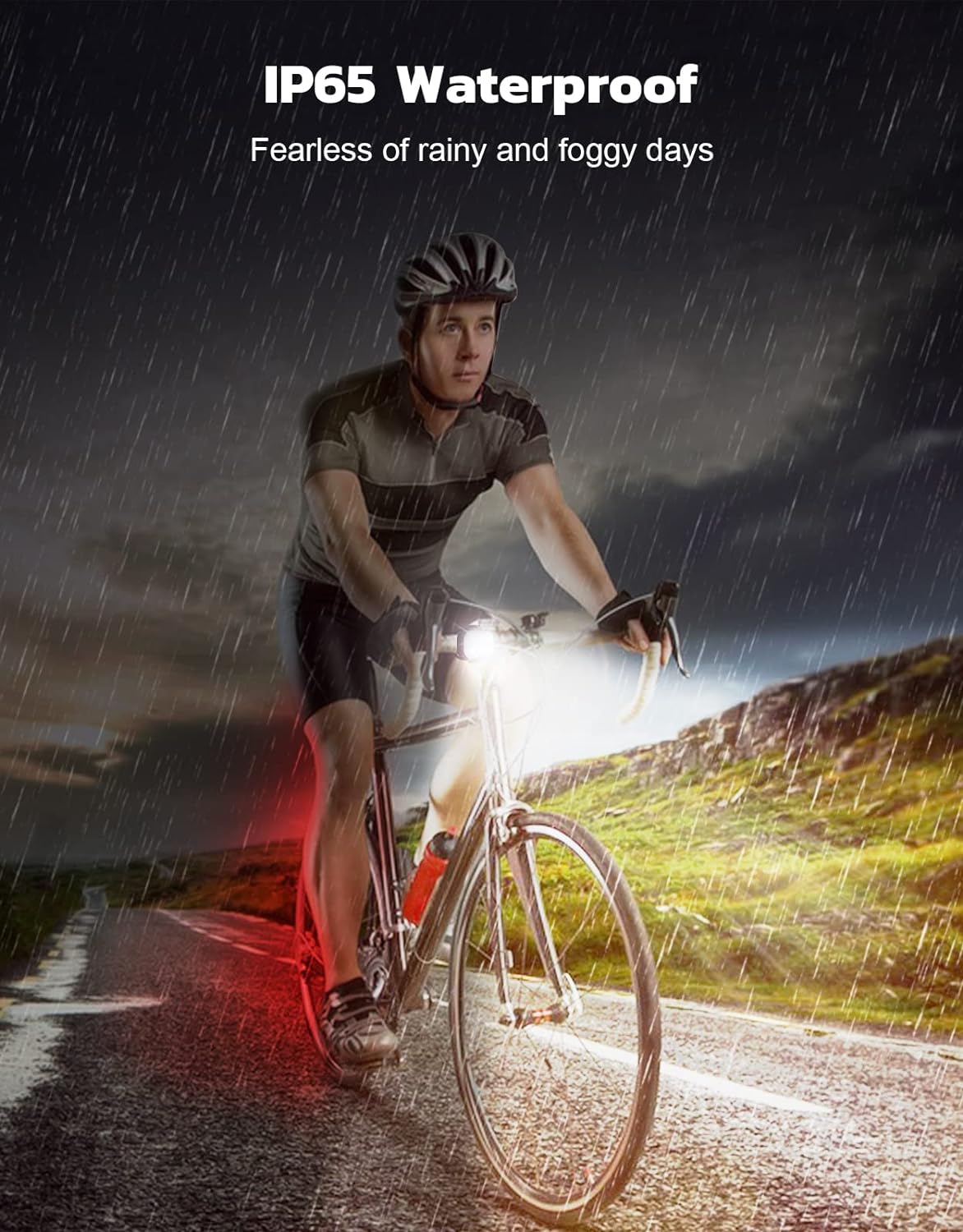 Zewdov Bike Lights for Night Riding, Rechargeable Bike Light Front and Back