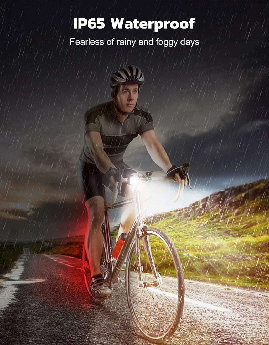 Zewdov Bike Lights for Night Riding, Rechargeable Bike Light Front and Back