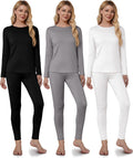 VZV 3 Set Thermal Underwear for Women Fleece Lined Long Johns Top & Bottom
