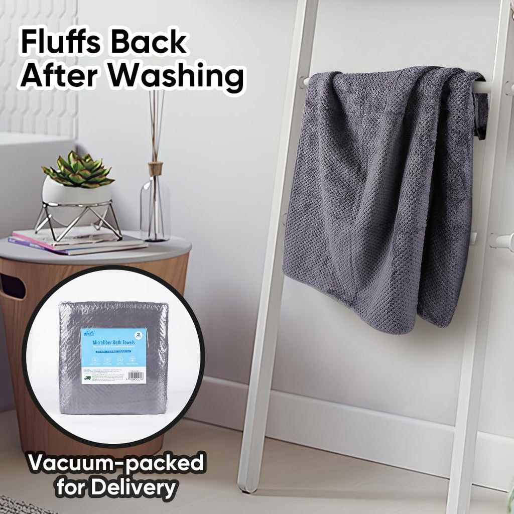 HOMEXCEL Bath Towels 2PK, Microfiber Ultra Soft Bathroom Towel, 27x54 in