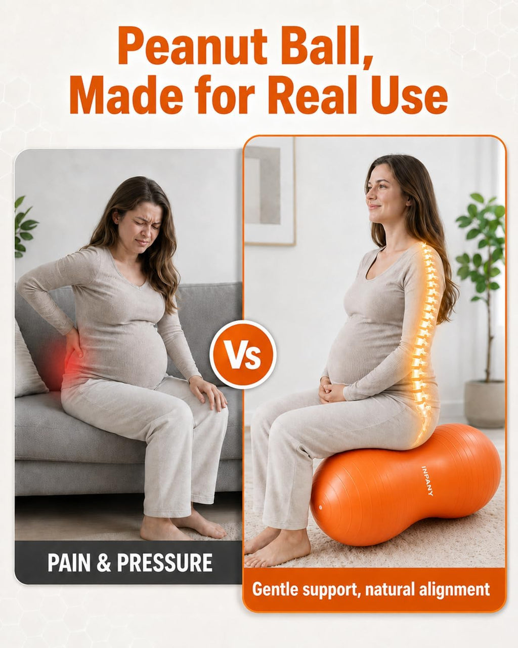 INPANY Peanut Exercise Ball for Labor, Physical Therapy & Fitness