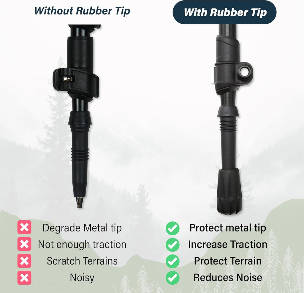 TREKOLOGY Trekking Pole Tips - Walking Sticks Replacement Tip Protectors - 11mm Hole Diameter - Fit Most Standard Hiking Poles